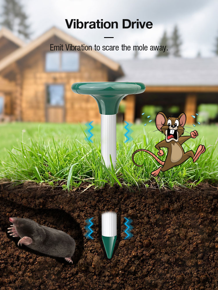 Mole Repeller Emit Vibration to scare the mole away