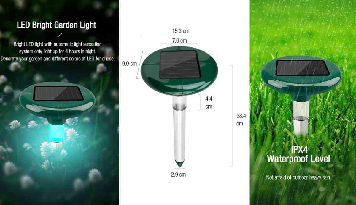 Solar Snake Repeller With Garden Light  AN-A816 details