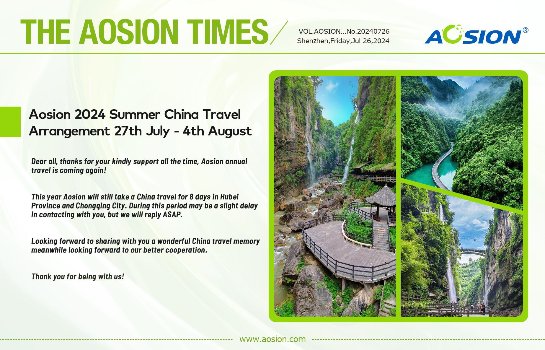<font color='#000099'>Aosion 2024 Summer Vacation - China Travel(Hubei & Chongqing)</font>
